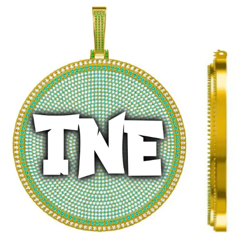 CUSTOM LETTER NECKLACE 3D BIG DISC sold by The GUU Shop