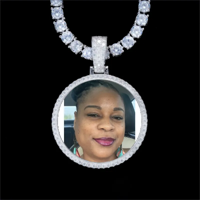 925S & VVS Moissanite 3D Circle Custom Picture Pendant sold by The GUU Shop