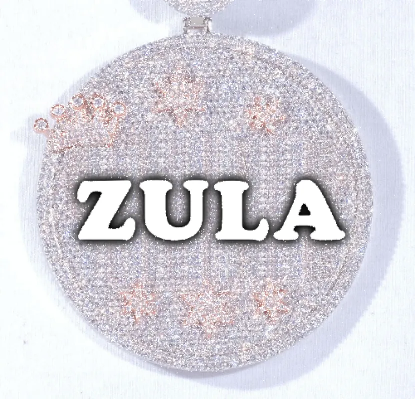 CUSTOM LETTER NECKLACE 3D BIG CROWN DISC sold by The GUU Shop