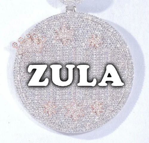 CUSTOM LETTER NECKLACE 3D BIG CROWN DISC sold by The GUU Shop