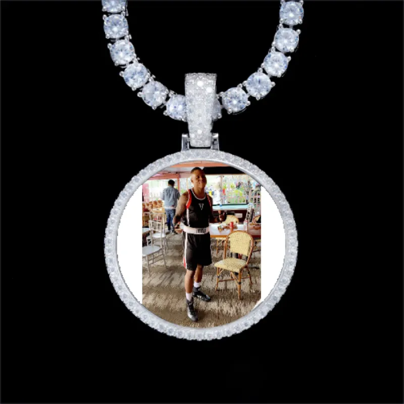 925S & VVS Moissanite 3D Circle Custom Picture Pendant sold by The GUU Shop