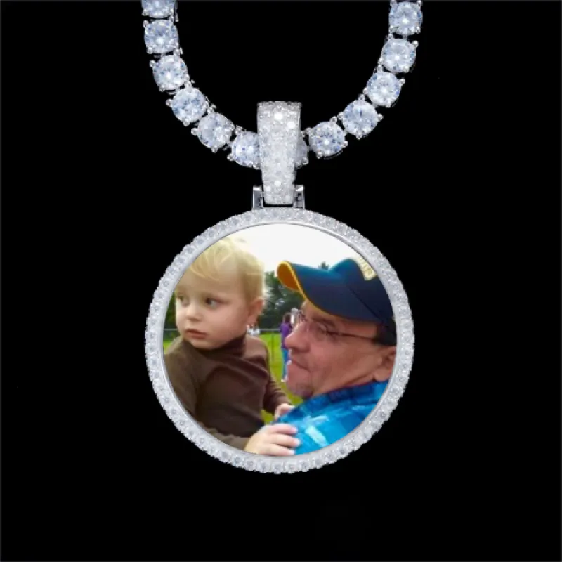 925S & VVS Moissanite 3D Circle Custom Picture Pendant sold by The GUU Shop