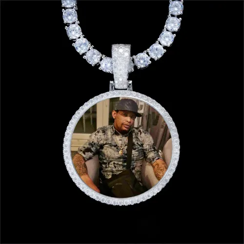 925S & VVS Moissanite 3D Circle Custom Picture Pendant sold by The GUU Shop