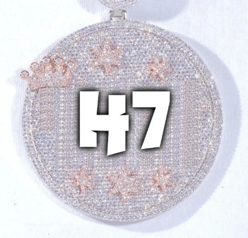 CUSTOM LETTER NECKLACE 3D BIG CROWN DISC sold by The GUU Shop