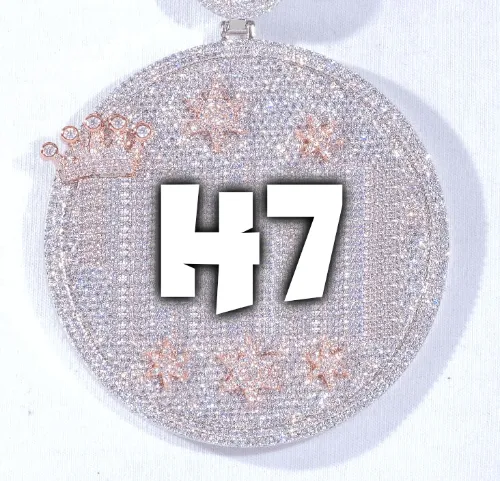 CUSTOM LETTER NECKLACE 3D BIG CROWN DISC sold by The GUU Shop