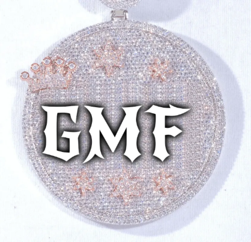 CUSTOM LETTER NECKLACE 3D BIG CROWN DISC sold by The GUU Shop