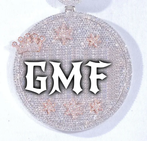 CUSTOM LETTER NECKLACE 3D BIG CROWN DISC sold by The GUU Shop