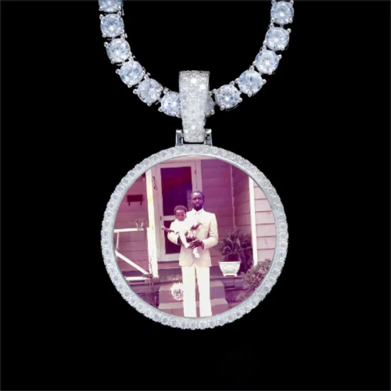925S & VVS Moissanite 3D Circle Custom Picture Pendant sold by The GUU Shop