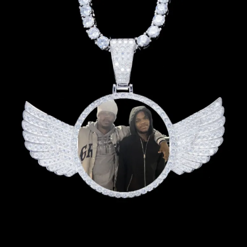 925S & VVS Moissanite 3D Wing Custom Picture Pendant sold by The GUU Shop