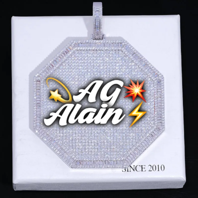 CUSTOM LETTER NECKLACE 3D BIG OCTAGON sold by The GUU Shop