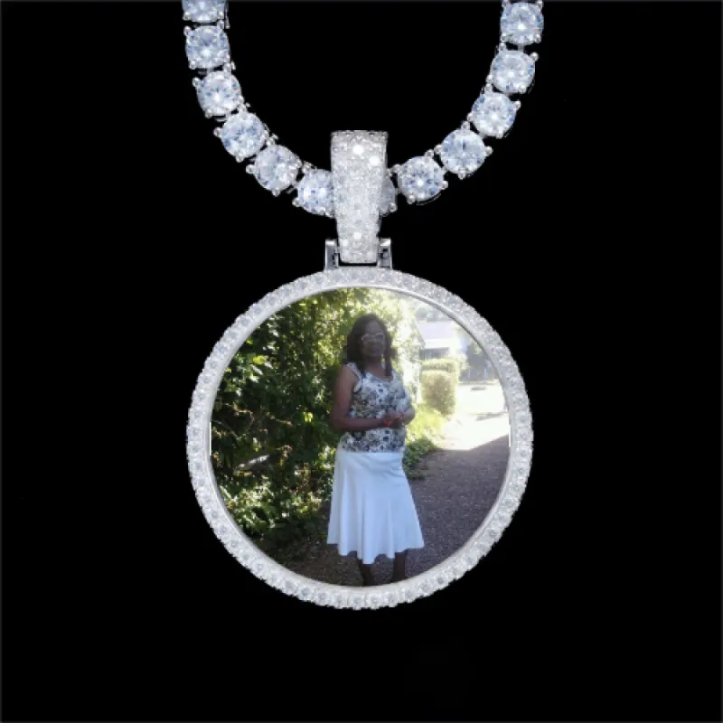 925S & VVS Moissanite 3D Circle Custom Picture Pendant sold by The GUU Shop