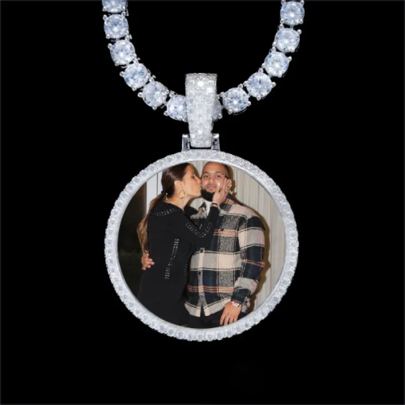 925S & VVS Moissanite 3D Circle Custom Picture Pendant sold by The GUU Shop