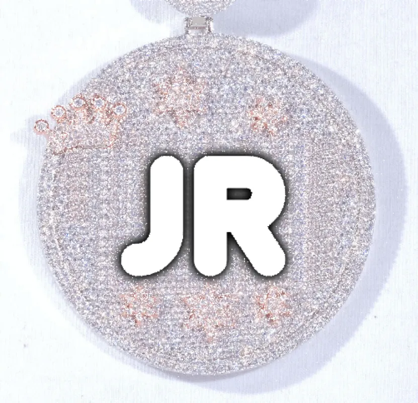 CUSTOM LETTER NECKLACE 3D BIG CROWN DISC sold by The GUU Shop
