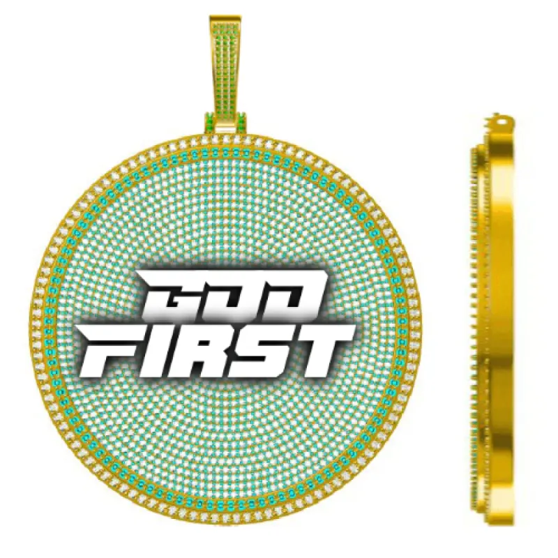 CUSTOM LETTER NECKLACE 3D BIG DISC sold by The GUU Shop