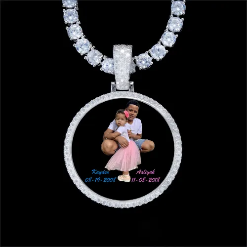 925S & VVS Moissanite 3D Circle Custom Picture Pendant sold by The GUU Shop