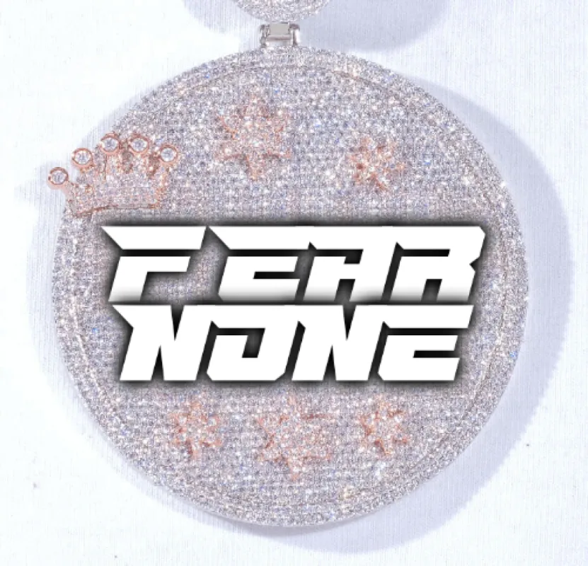 CUSTOM LETTER NECKLACE 3D BIG CROWN DISC sold by The GUU Shop