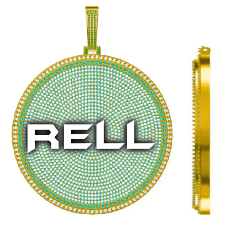 CUSTOM LETTER NECKLACE 3D BIG DISC sold by The GUU Shop