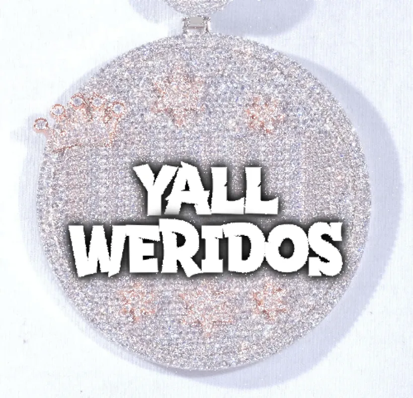 CUSTOM LETTER NECKLACE 3D BIG CROWN DISC sold by The GUU Shop