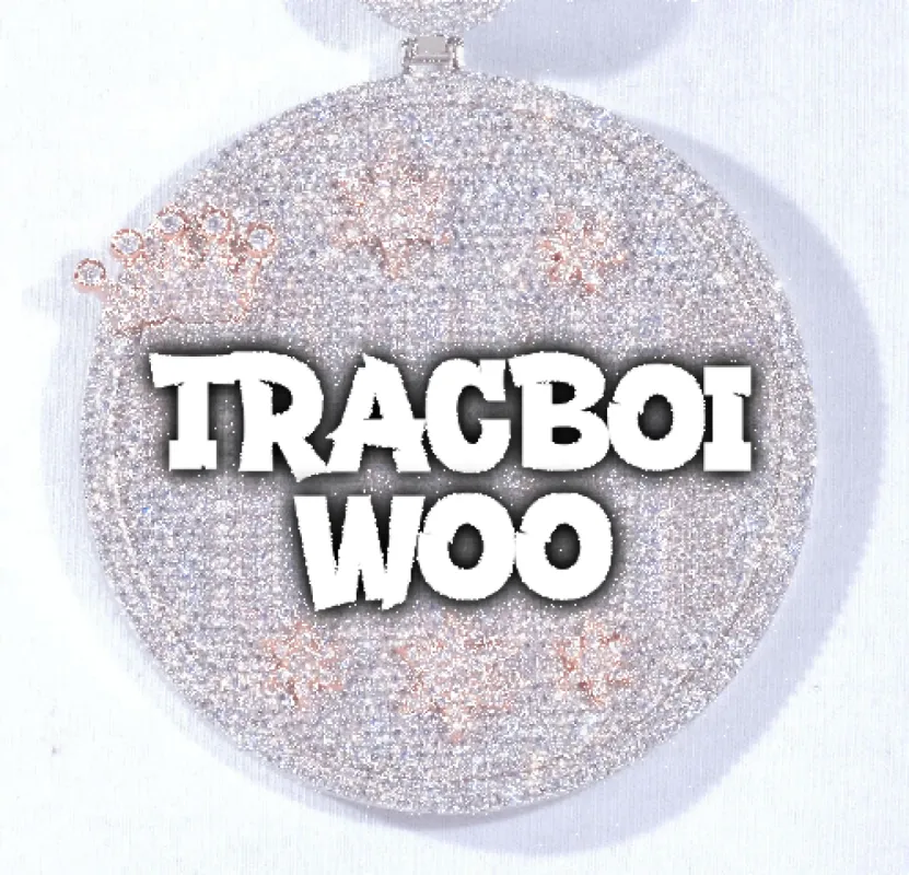 CUSTOM LETTER NECKLACE 3D BIG CROWN DISC sold by The GUU Shop