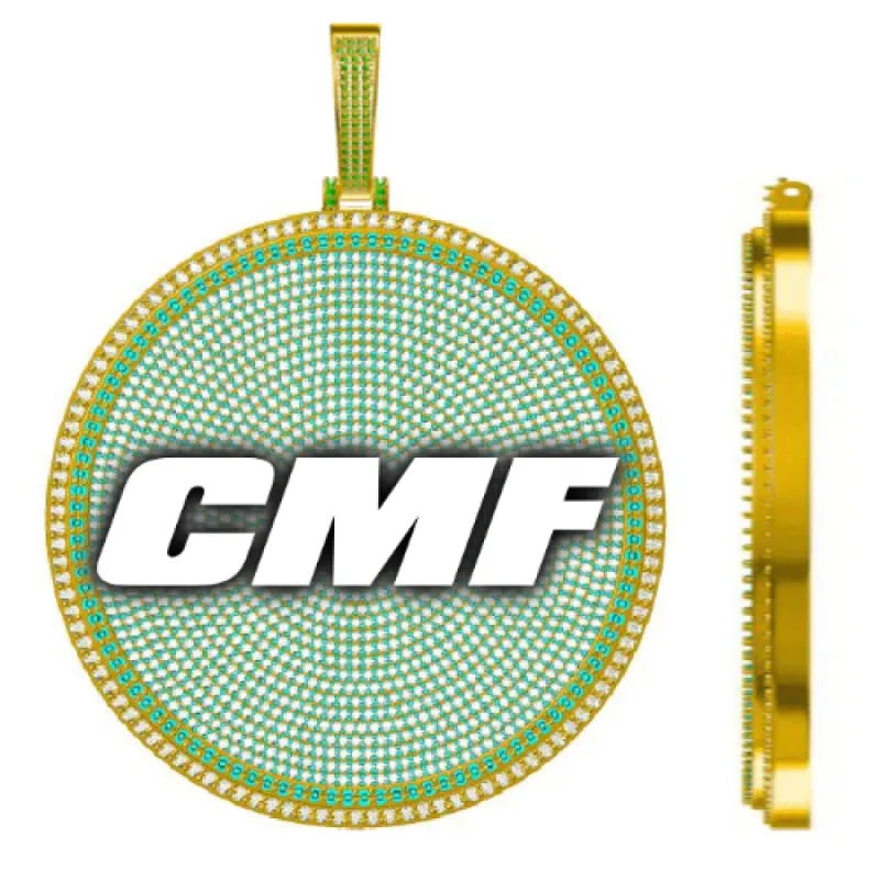 CUSTOM LETTER NECKLACE 3D BIG DISC sold by The GUU Shop