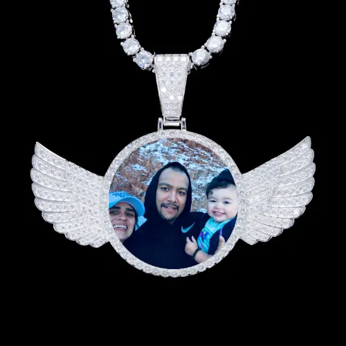 925S & VVS Moissanite 3D Wing Custom Picture Pendant sold by The GUU Shop