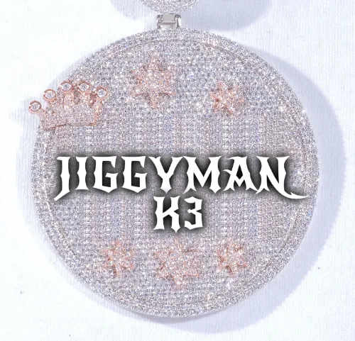 CUSTOM LETTER NECKLACE 3D BIG CROWN DISC sold by The GUU Shop