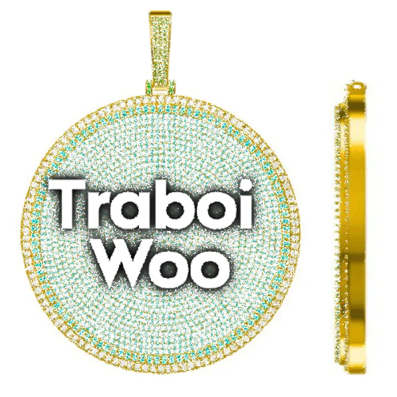 CUSTOM LETTER NECKLACE 3D BIG DISC sold by The GUU Shop