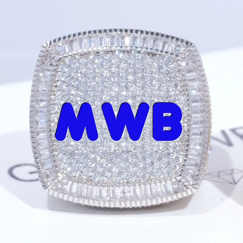 CUSTOM LETTER 3D ICED RING sold by The GUU Shop