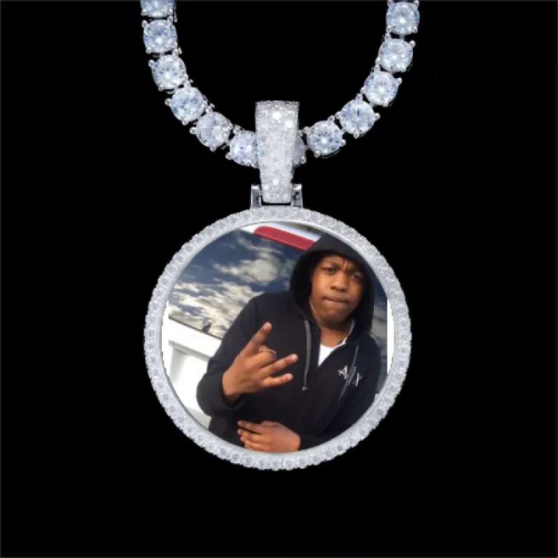 925S & VVS Moissanite 3D Circle Custom Picture Pendant sold by The GUU Shop