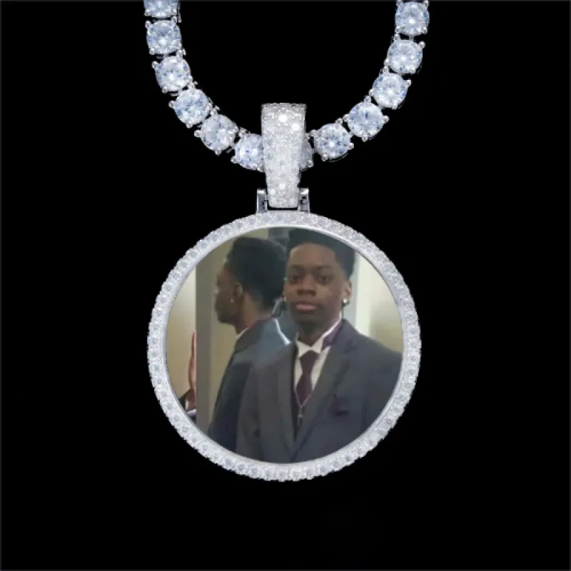 925S & VVS Moissanite 3D Circle Custom Picture Pendant sold by The GUU Shop