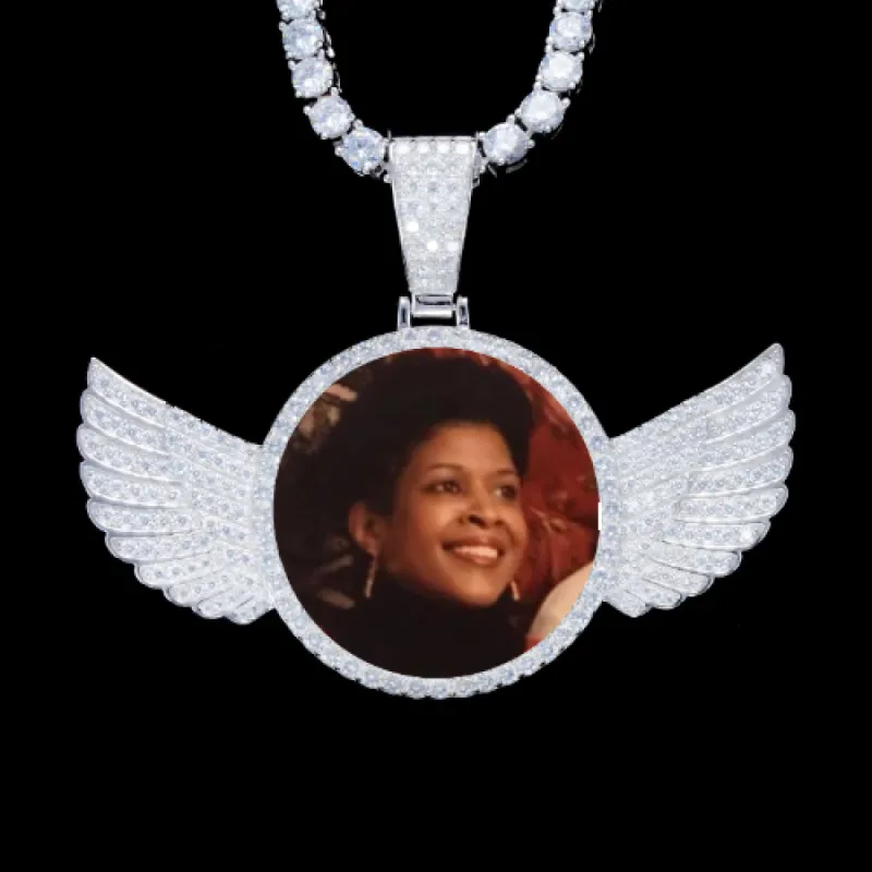 925S & VVS Moissanite 3D Wing Custom Picture Pendant sold by The GUU Shop