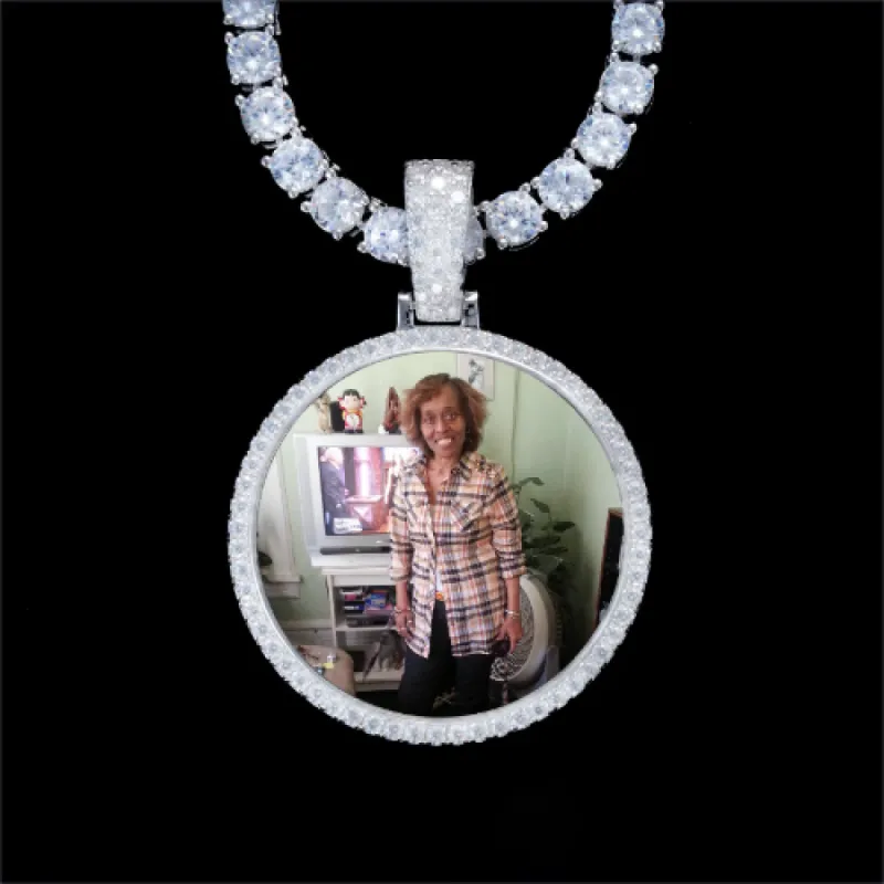 925S & VVS Moissanite 3D Circle Custom Picture Pendant sold by The GUU Shop