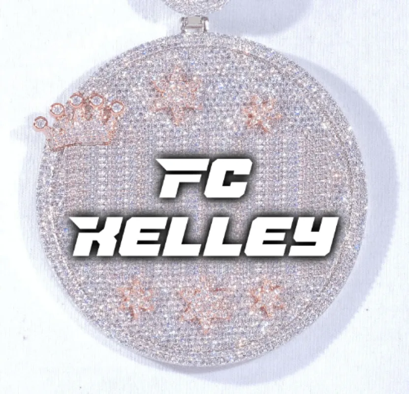 CUSTOM LETTER NECKLACE 3D BIG CROWN DISC sold by The GUU Shop