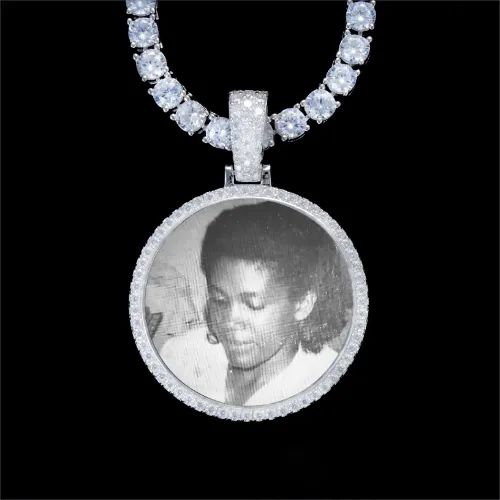 925S & VVS Moissanite 3D Circle Custom Picture Pendant sold by The GUU Shop