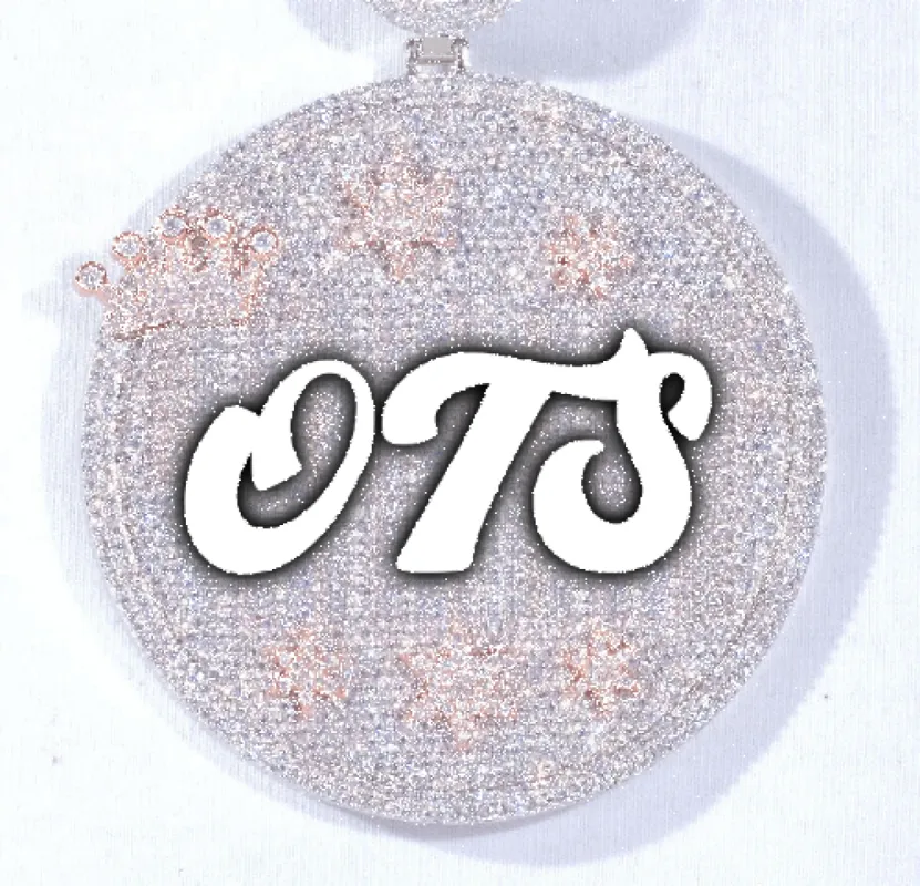 CUSTOM LETTER NECKLACE 3D BIG CROWN DISC sold by The GUU Shop