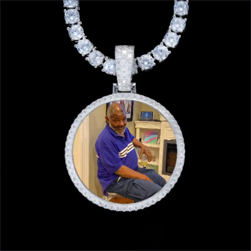 925S & VVS Moissanite 3D Circle Custom Picture Pendant sold by The GUU Shop