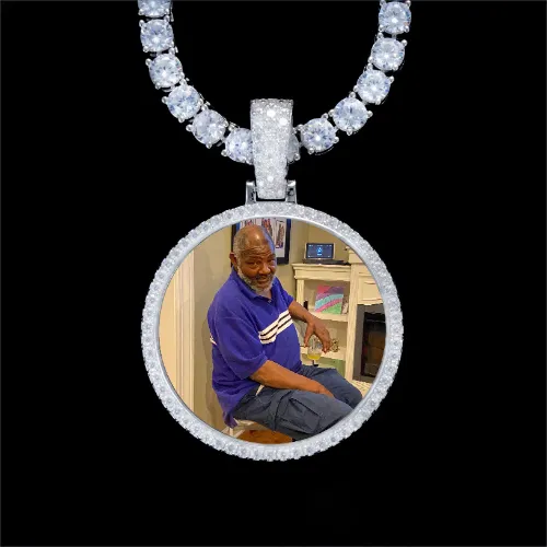 925S & VVS Moissanite 3D Circle Custom Picture Pendant sold by The GUU Shop