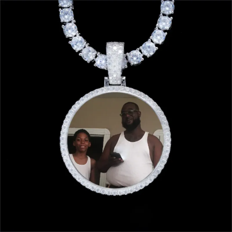 925S & VVS Moissanite 3D Circle Custom Picture Pendant sold by The GUU Shop