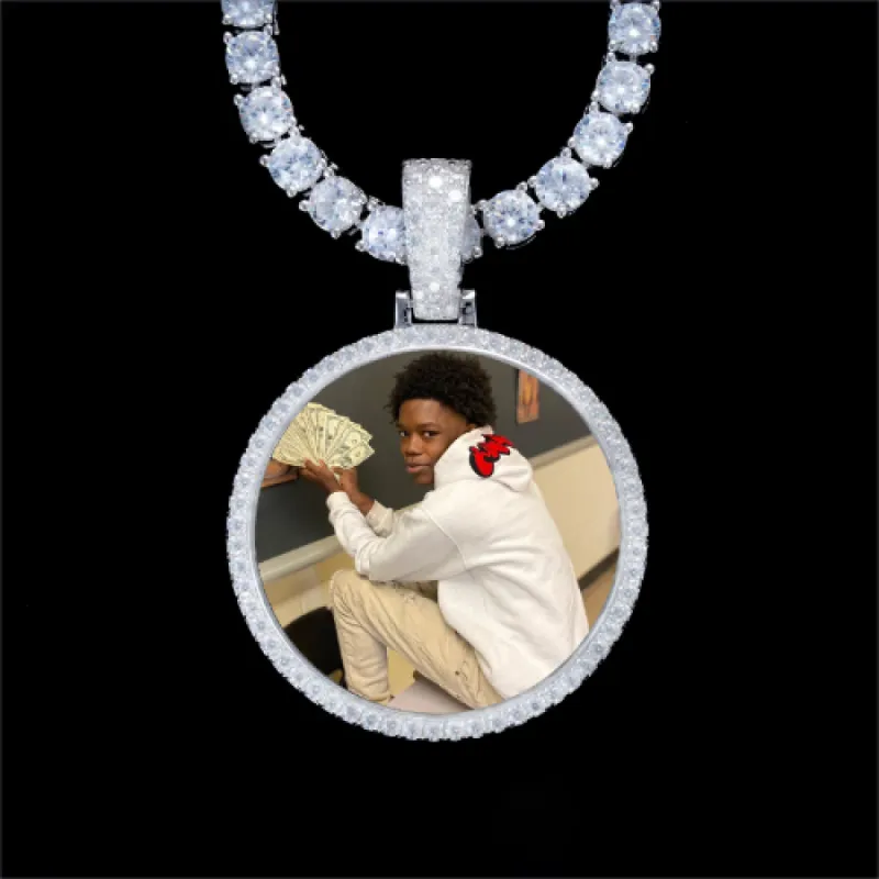 925S & VVS Moissanite 3D Circle Custom Picture Pendant sold by The GUU Shop