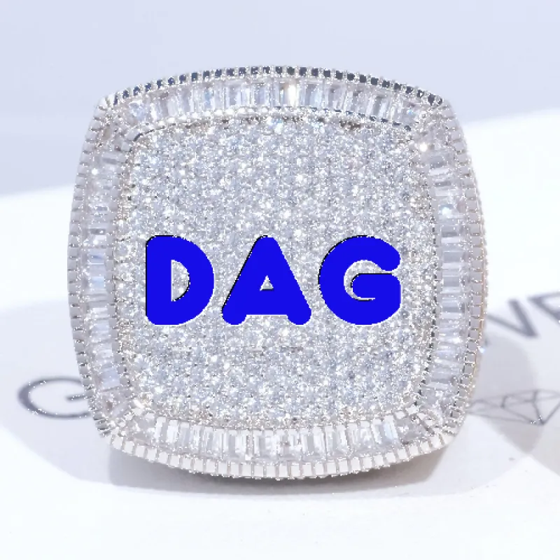 CUSTOM LETTER 3D ICED RING sold by The GUU Shop