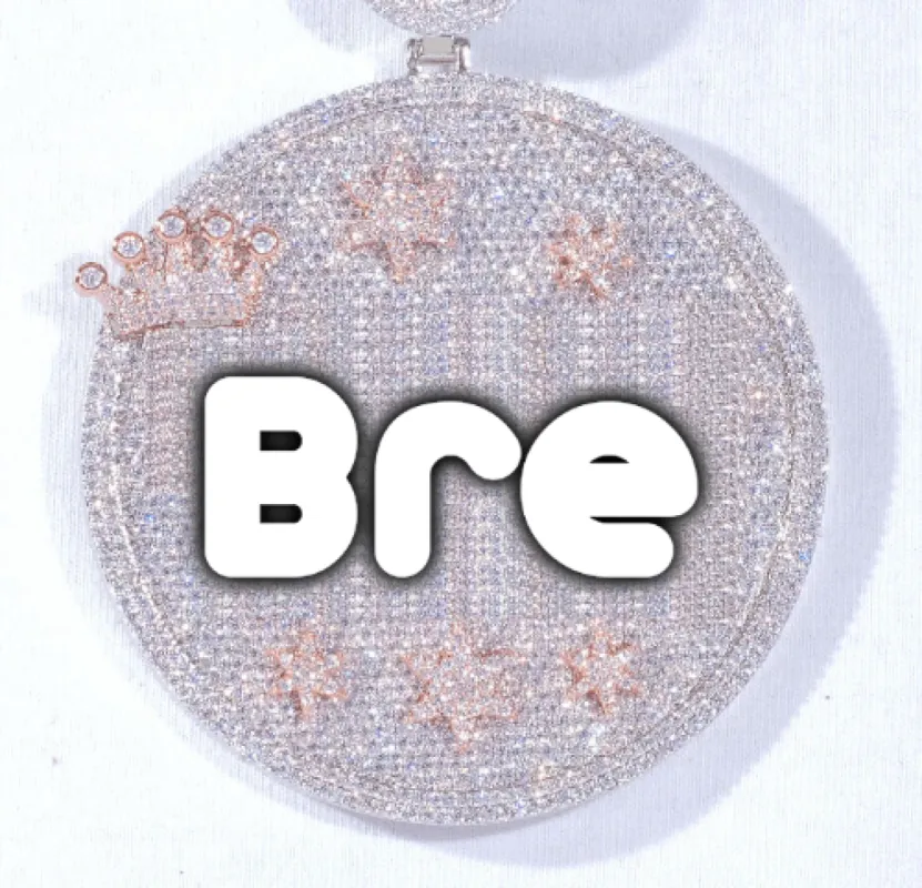 CUSTOM LETTER NECKLACE 3D BIG CROWN DISC made by The GUU Shop