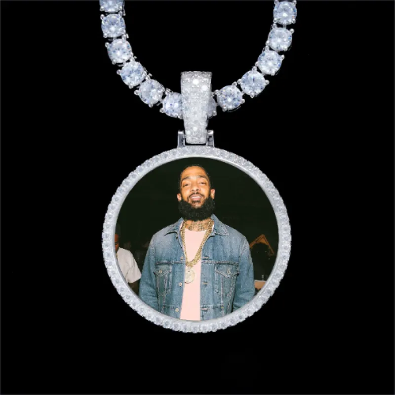 925S & VVS Moissanite 3D Circle Custom Picture Pendant sold by The GUU Shop