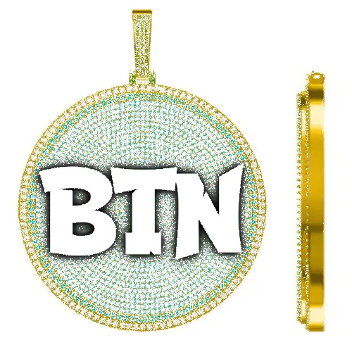 CUSTOM LETTER NECKLACE 3D BIG DISC sold by The GUU Shop