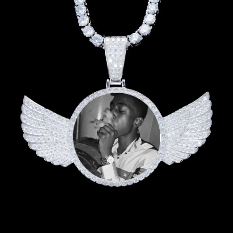 925S & VVS Moissanite 3D Wing Custom Picture Pendant sold by The GUU Shop