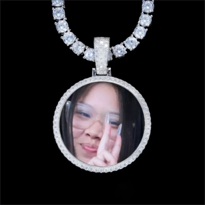 925S & VVS Moissanite 3D Circle Custom Picture Pendant sold by The GUU Shop
