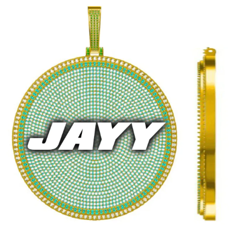 CUSTOM LETTER NECKLACE 3D BIG DISC sold by The GUU Shop