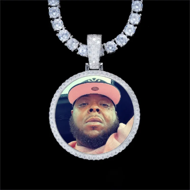 925S & VVS Moissanite 3D Circle Custom Picture Pendant sold by The GUU Shop