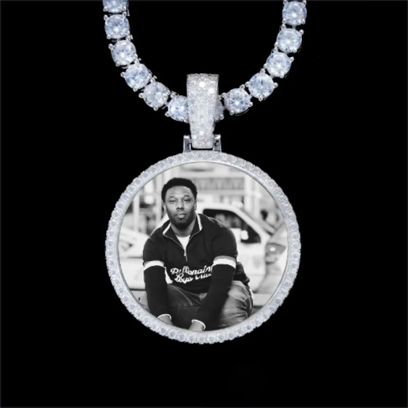 925S & VVS Moissanite 3D Circle Custom Picture Pendant sold by The GUU Shop