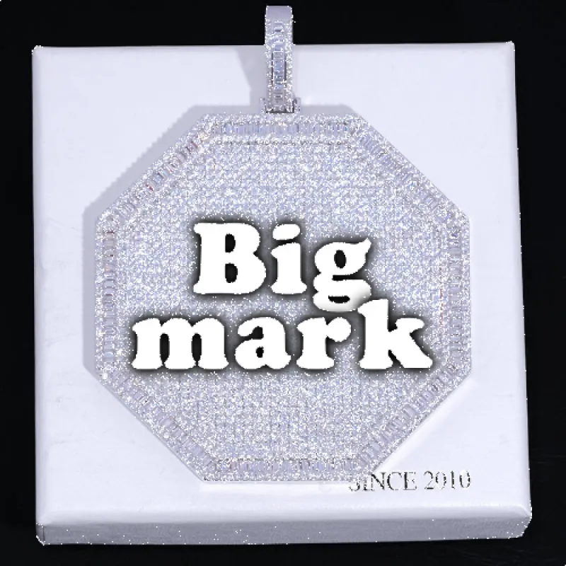 CUSTOM LETTER NECKLACE 3D BIG OCTAGON sold by The GUU Shop