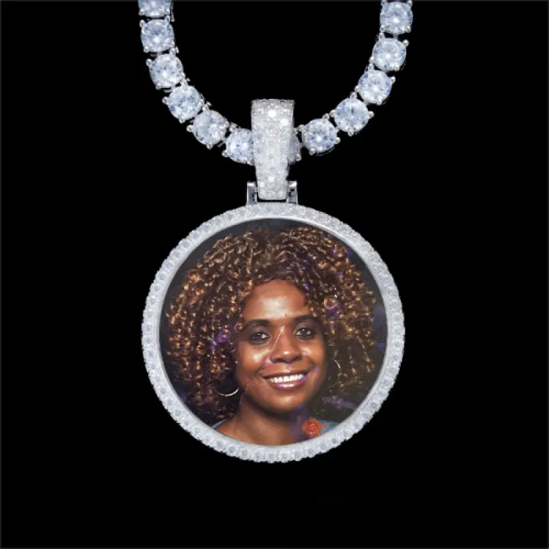 925S & VVS Moissanite 3D Circle Custom Picture Pendant sold by The GUU Shop